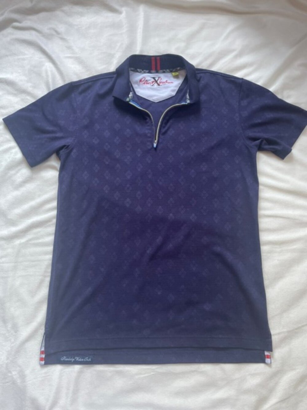 Robert Graham Men’s 1/4 Zip Short Sleeve Polo Shirt, Blue, Size S